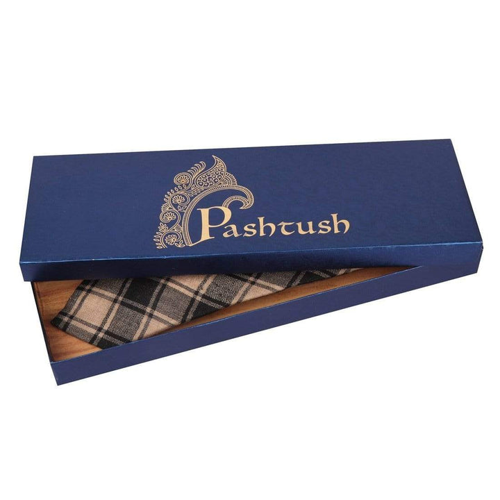Pashtush Mens Woven Jacquard Necktie, Tie For Men, Classic Colours, Free Size, Black
