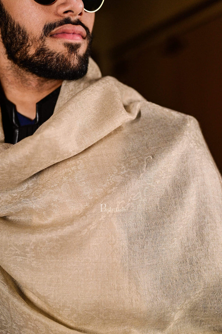 Pashtush India 114x228 Pashtush Mens Woven Jacquard Shawl, Fine Wool, Extra Soft and Warm