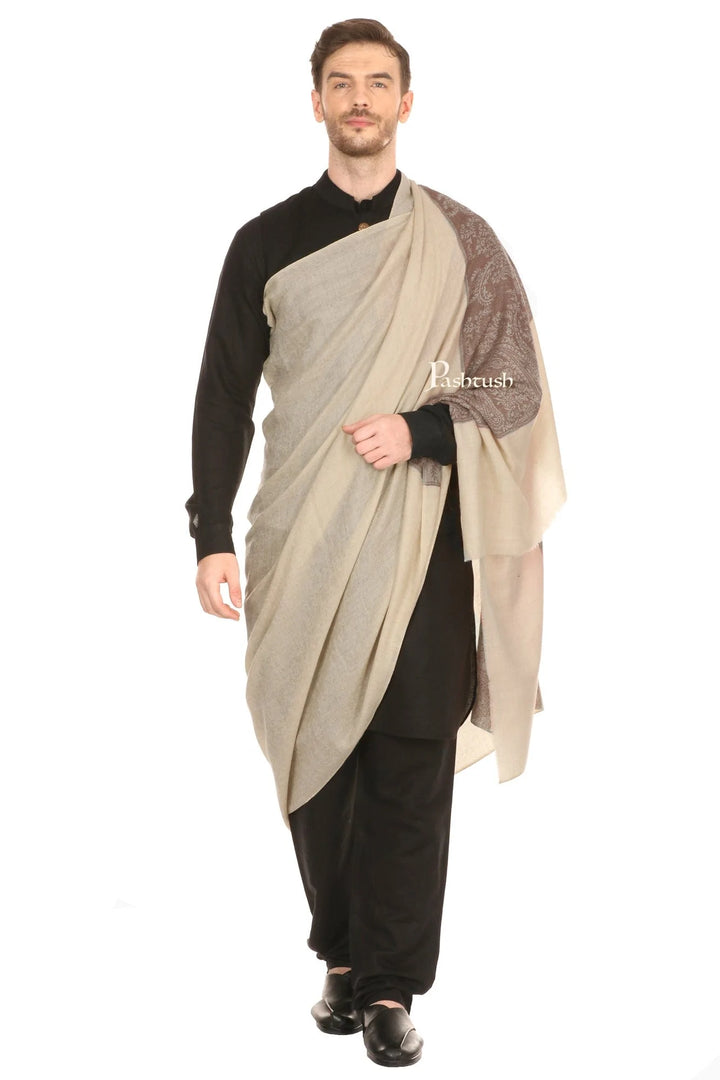 Pashtush India Mens Shawls Gents Shawl Pashtush Mens Woven Jacquard Shawl, Fine Wool, Extra Soft And Warm