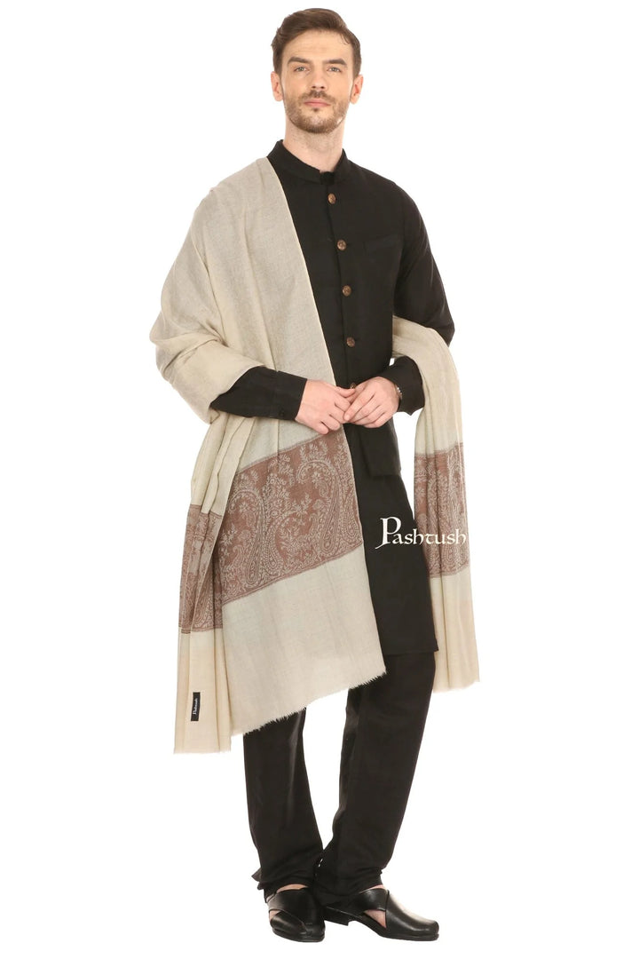 Pashtush India Mens Shawls Gents Shawl Pashtush Mens Woven Jacquard Shawl, Fine Wool, Extra Soft And Warm