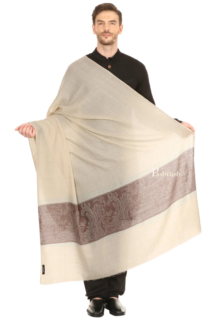 Pashtush India Mens Shawls Gents Shawl Pashtush Mens Woven Jacquard Shawl, Fine Wool, Extra Soft And Warm