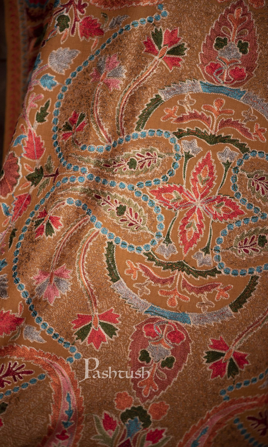 Pashtush India 70x200 Pashtush Regal Collection, Wool Embroidery Nalki Shawl Scarf, Multi Coloured