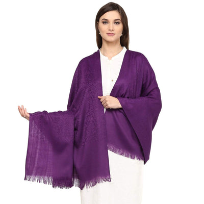 Pashtush India 100x200 Pashtush Self Paisley Weave Shawl, Fine Wool, Purple