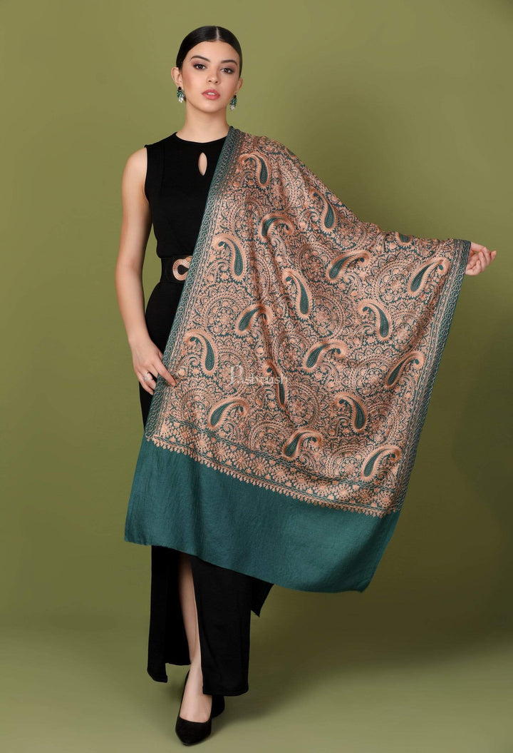 Pashtush India 70x200 Pashtush Tres Chic Regal Collection, Wool Embroidery Nalki Shawl Scarf