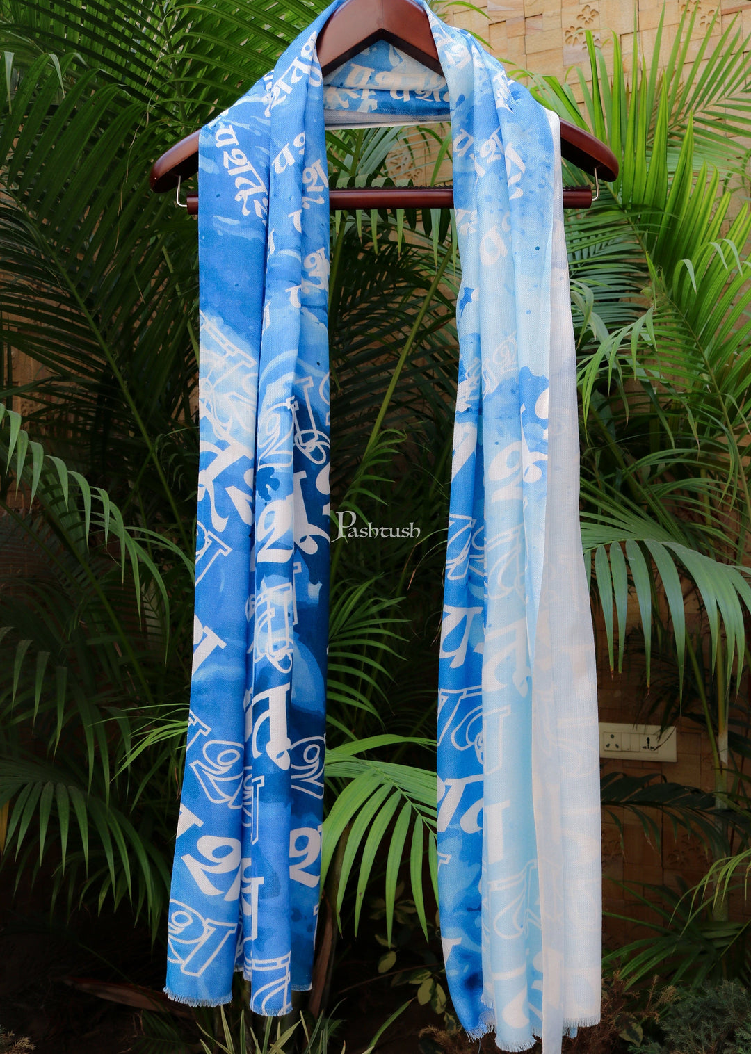 Pashtush India Womens Stoles and Scarves Scarf Pashtush women Bamboo stole, Printed design, Blue