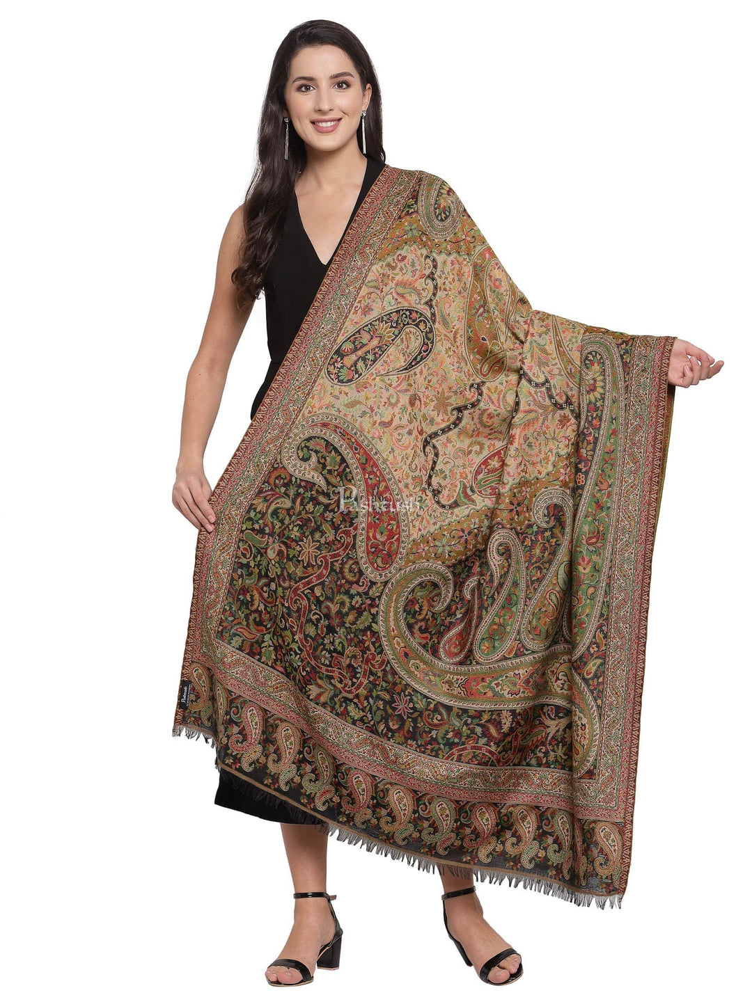 Pashtush India Womens Shawls Pashtush Women Ethnic Weave Shawl, Rich Garden, Multi-Coloured