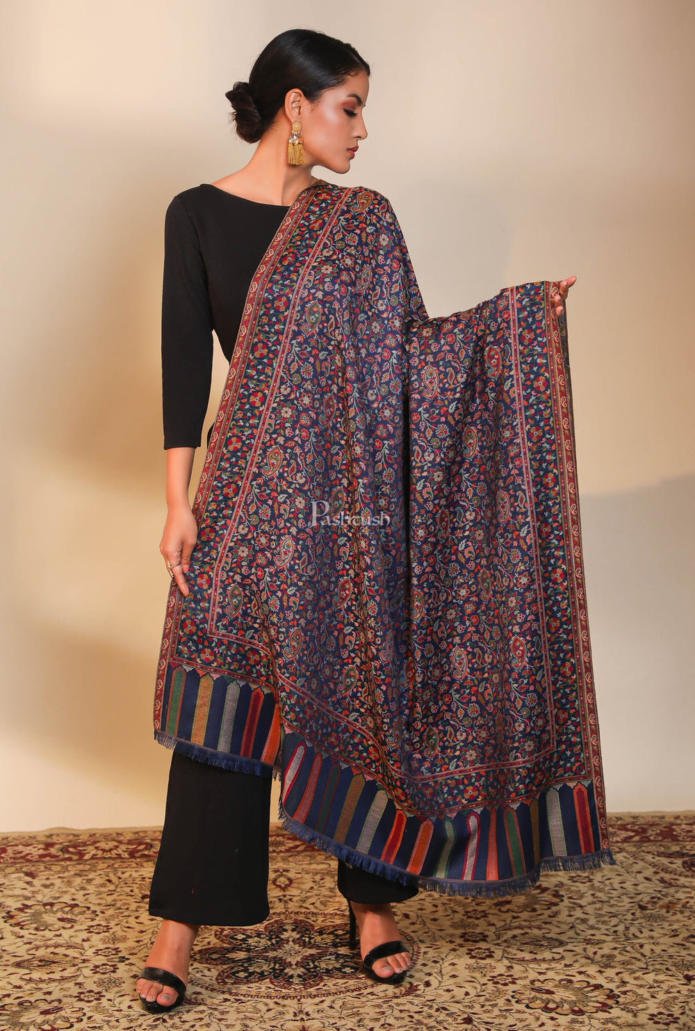 Pashtush India Womens Shawls Pashtush women faux pashmina shawl, ethnic weave design, multi color
