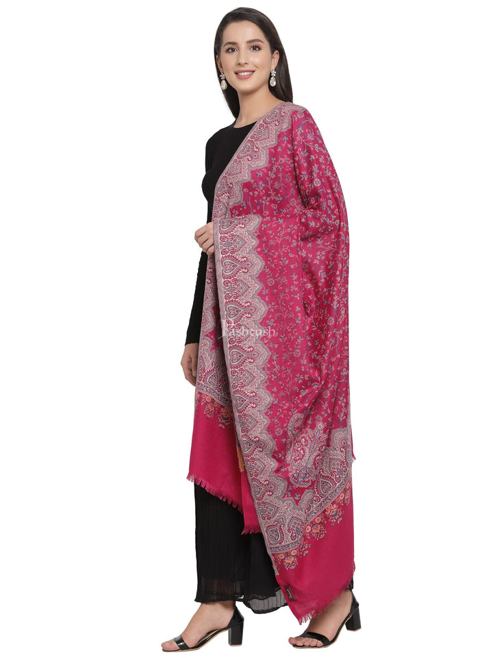 Pashtush India Womens Shawls Pashtush Women Faux Pashmina, Woven Design Jamawar Shawl, Pink