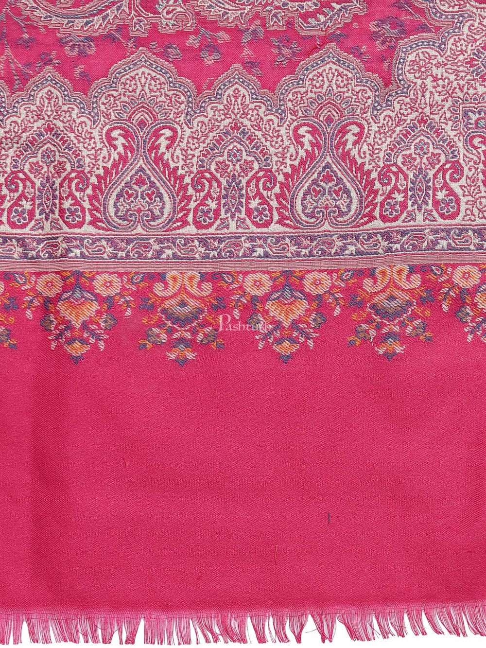 Pashtush India Womens Shawls Pashtush Women Faux Pashmina, Woven Design Jamawar Shawl, Pink