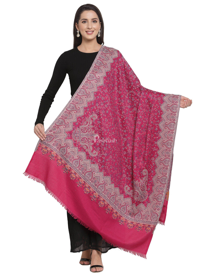 Pashtush India Womens Shawls Pashtush Women Faux Pashmina, Woven Design Jamawar Shawl, Pink