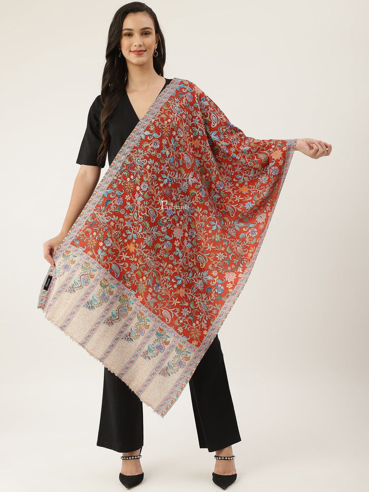 Pashtush India Womens Stoles and Scarves Scarf Pashtush women Fine Wool stole, Kalamkari design, Multicolour