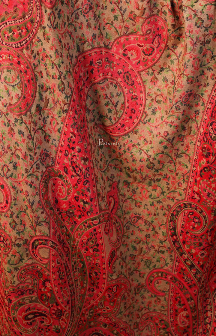 Pashtush India 100x200 Pashtush Women Kaani Weave Shawl, Rich Garden, Pink and Beige