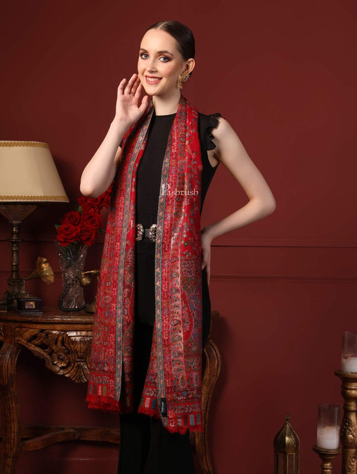 Pashtush India 70x200 Pashtush Women Multi-coloured Pure Wool Woven Design Kaani Stole
