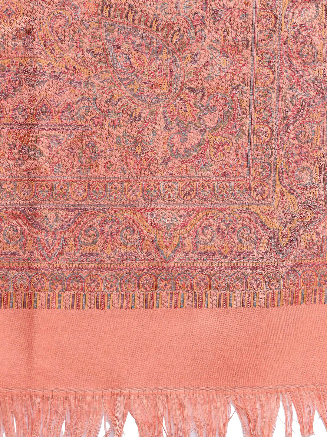 Pashtush India Womens Shawls Pashtush Women Peach-Coloured Ethnic Jamawar Shawl