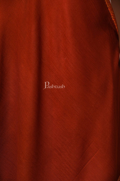 Pashtush India 100x200 Pashtush Women's 100% Hand Embroidery Shawl, With Kingri FineEmbroidery Borderwork - Coffee