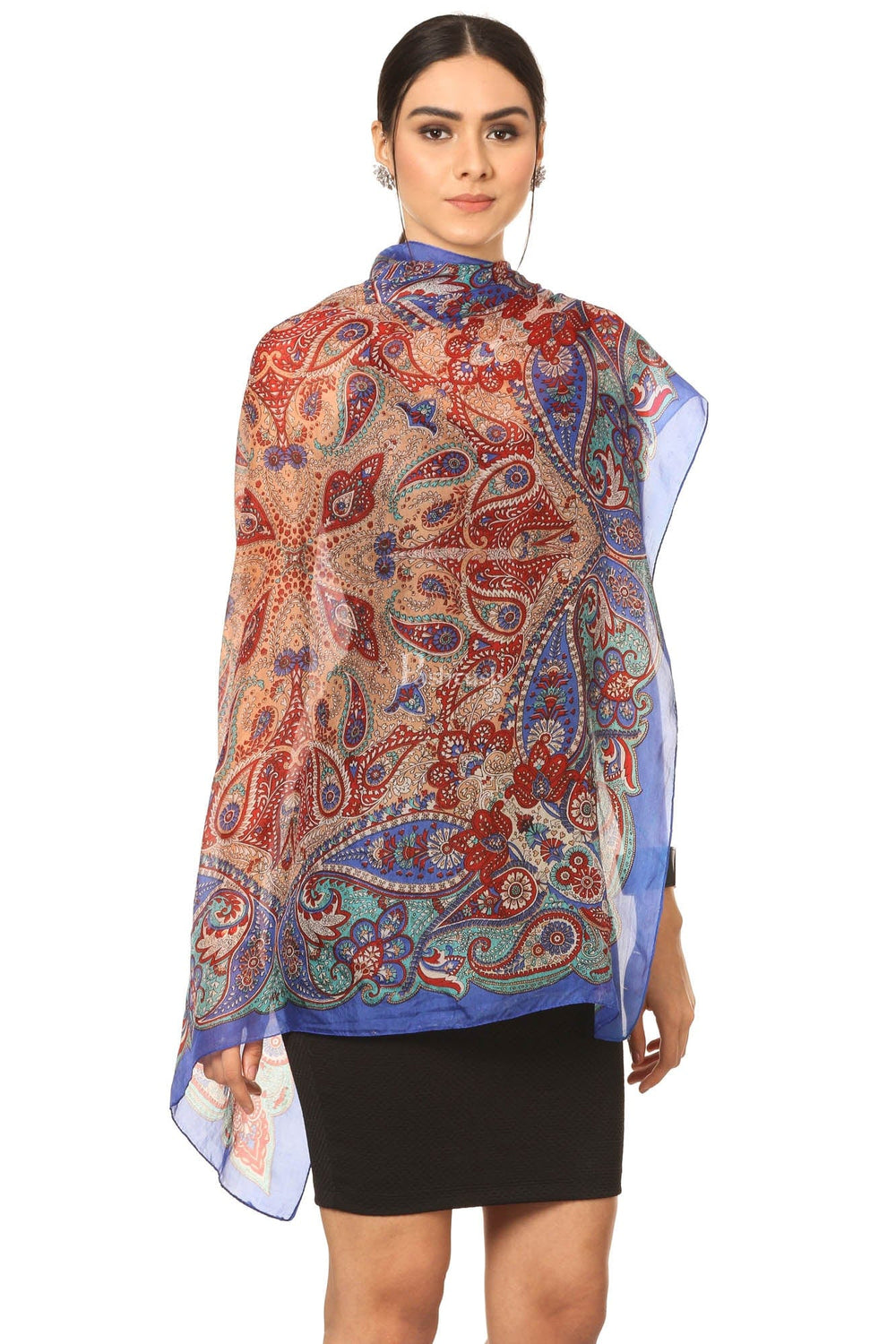 Pashtush India Womens Stoles and Scarves Scarf Pashtush Women'S 100% Pure Silk, Printed Scarf - Chanting Paisleys