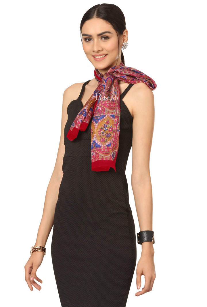 Pashtush India Scarf Pashtush Women's 100% Pure Silk, Printed Scarf - Paisley Romance