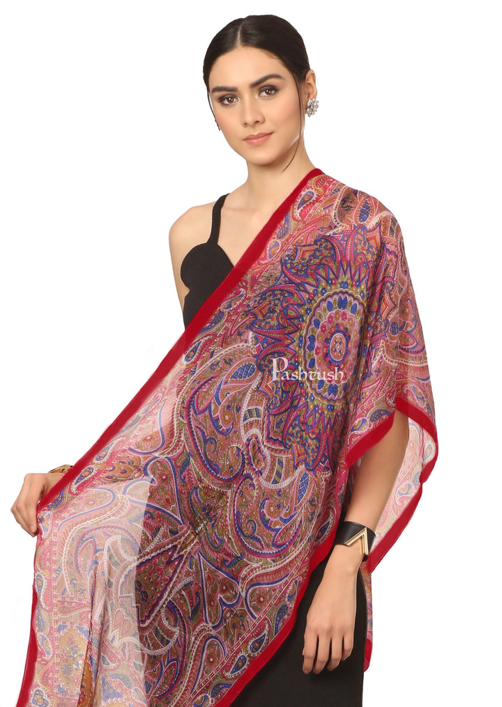 Pashtush India Scarf Pashtush Women's 100% Pure Silk, Printed Scarf - Paisley Romance