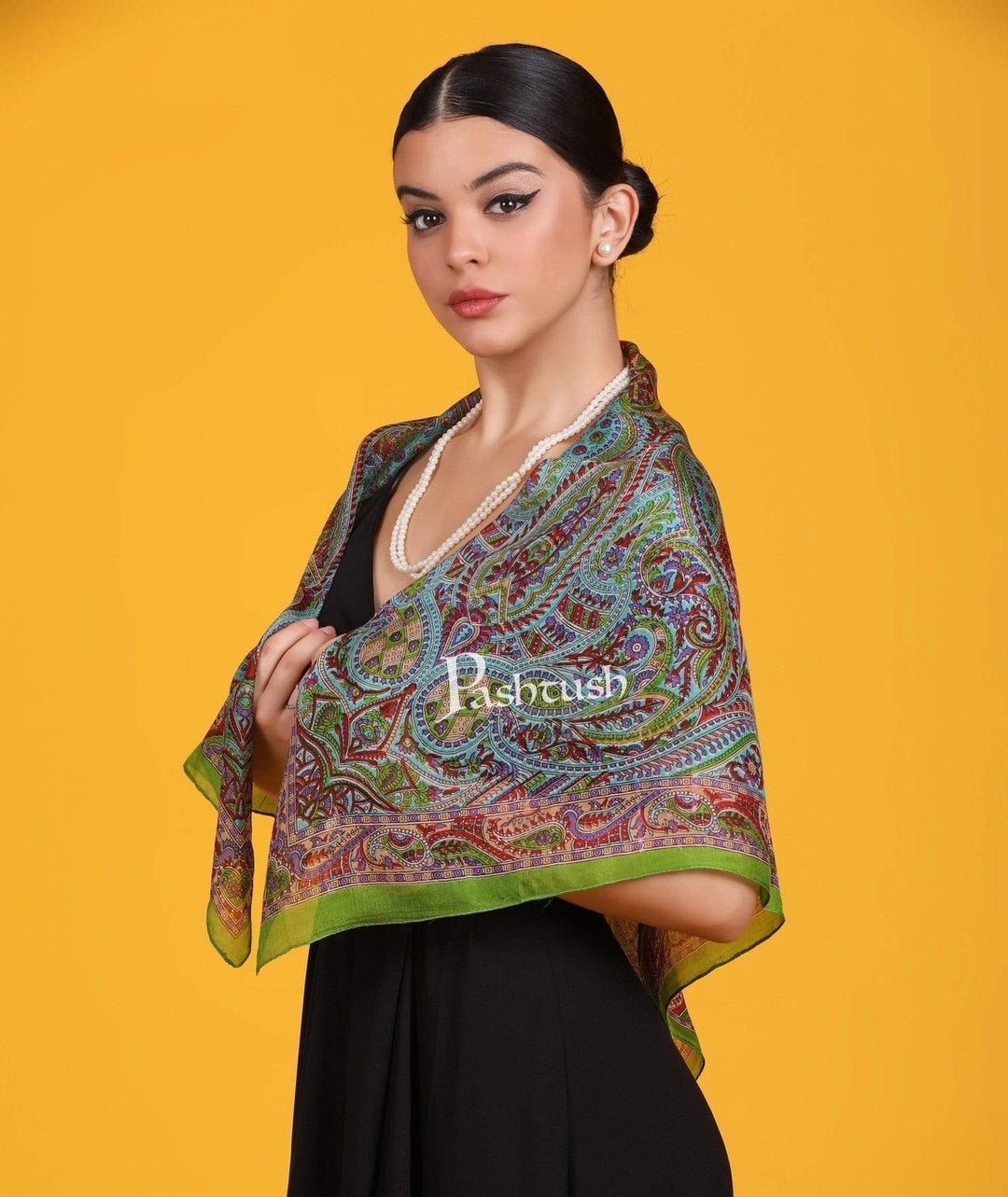 Pashtush India Scarf Pashtush Women's 100% Pure Silk, Printed Scarf, Ultra Soft and Smooth