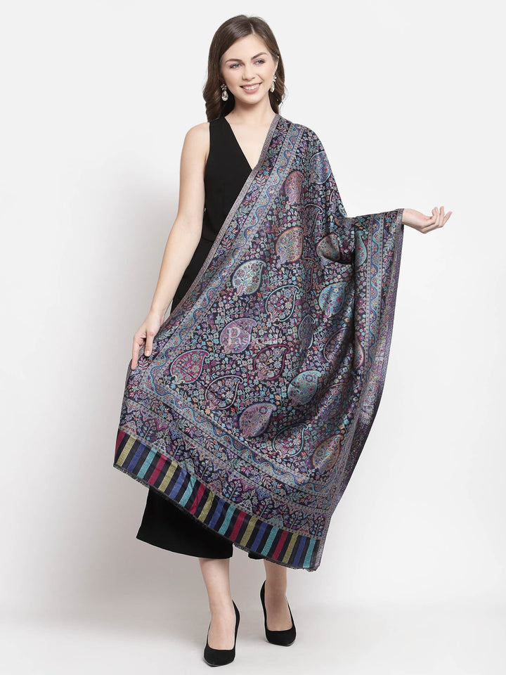 Pashtush India Womens Stoles and Scarves Scarf Pashtush Women'S Antique Scarf, Extra Soft Bamboo, Peacock Blue