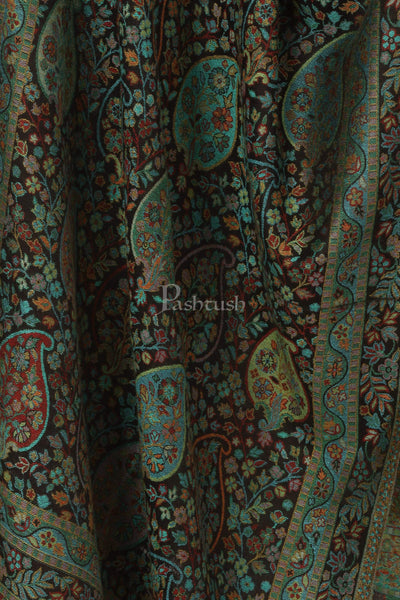 Pashtush India 70x200 Pashtush Women's Antique Scarf, Extra soft Bamboo, Peacock Green
