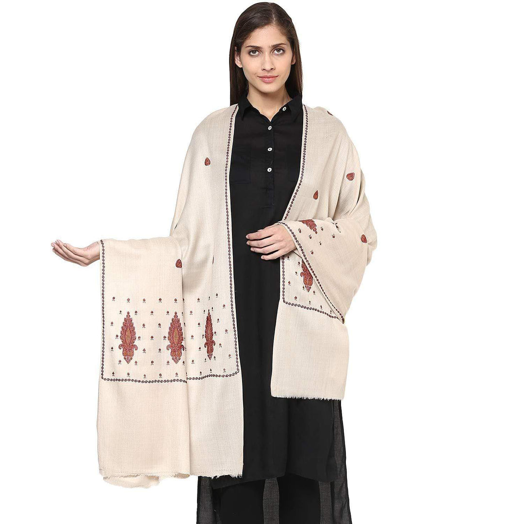 Pashtush Women'S Embroidery Shawl Fine Wool Shawl, Warm Soft And Elegant