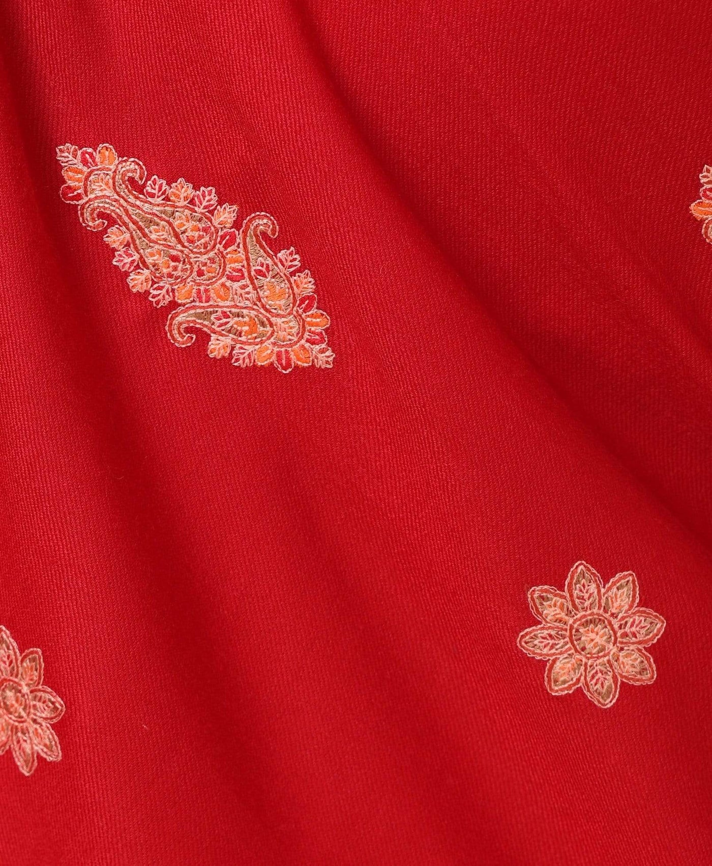 Pashtush Store Shawl Pashtush Women's Embroidery Wool with Palla Embroidery Paisley Design Red