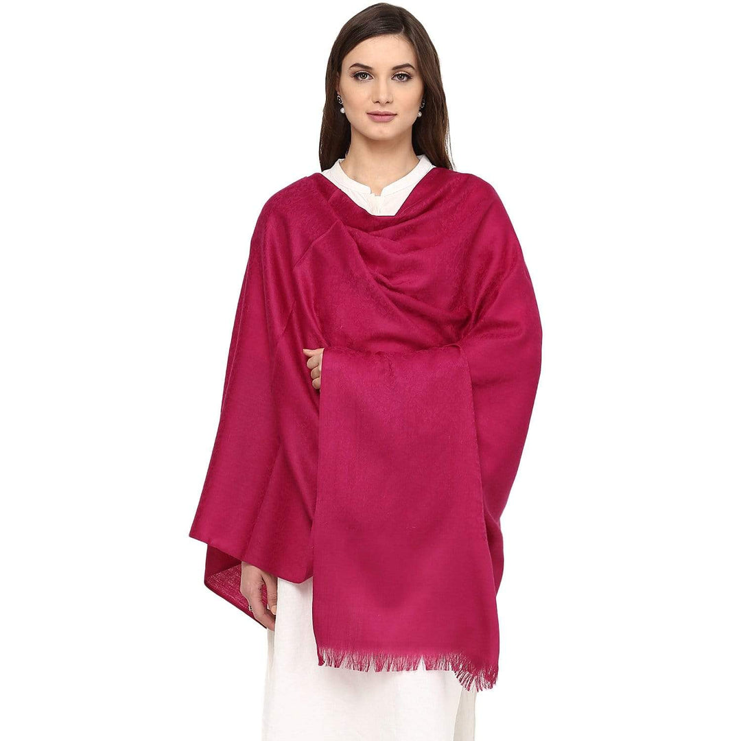 Pashtush India 100x200 Pashtush Women's Fine Wool Shawl, Paisley Design, Deep Pink
