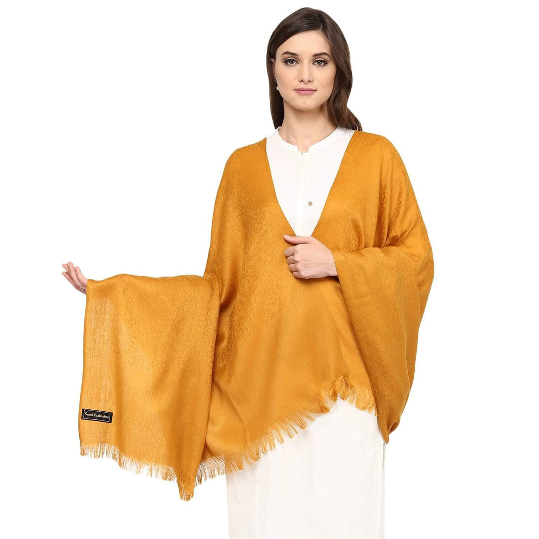Pashtush India 100x200 Pashtush Women's Fine Wool Shawl, Paisley Design, Mustard