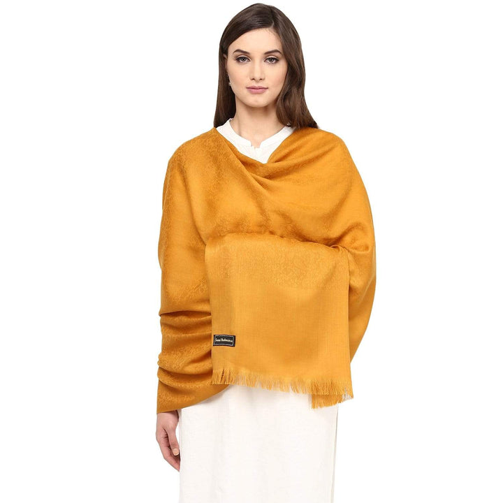 Pashtush India 100x200 Pashtush Women's Fine Wool Shawl, Paisley Design, Mustard