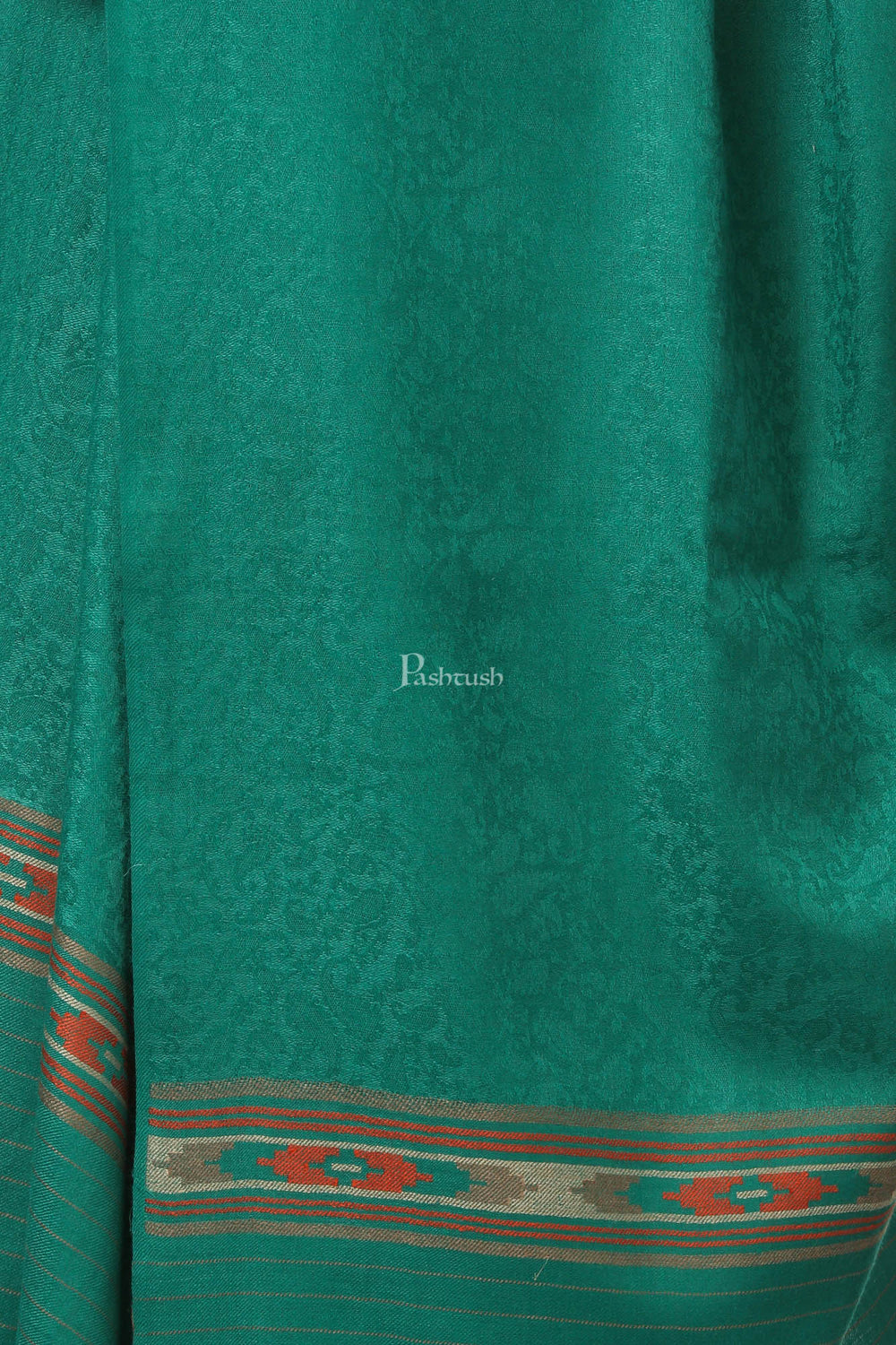 Pashtush India Womens Shawls Pashtush Women'S Fine Wool Shawl, Soft And Warm, Aztec Design, Jacquard Weave - Bottle Green