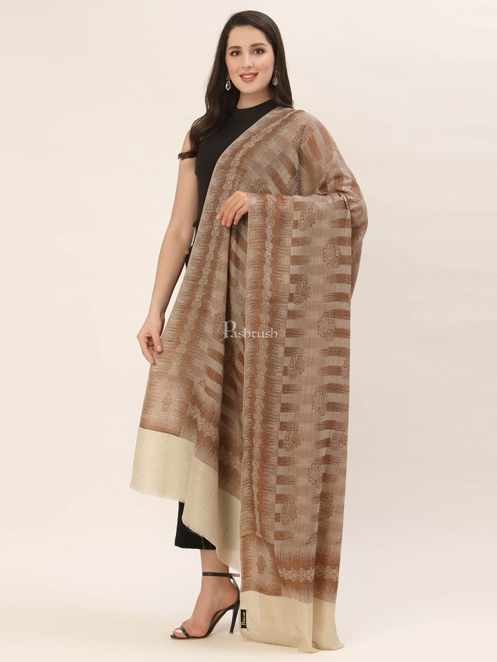 Pashtush India Womens Shawls Pashtush Women's Fine Wool Stole, Ikkat Design