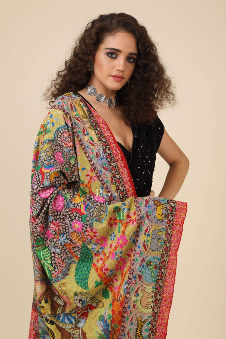 Pashtush India 100x200 Pashtush Women's Handmade Kalamkari Shawl, Multicoloured