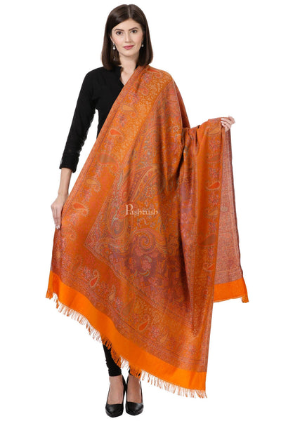 Pashtush India Womens Shawls Pashtush Women'S Jamawar Shawl, Bright Orange