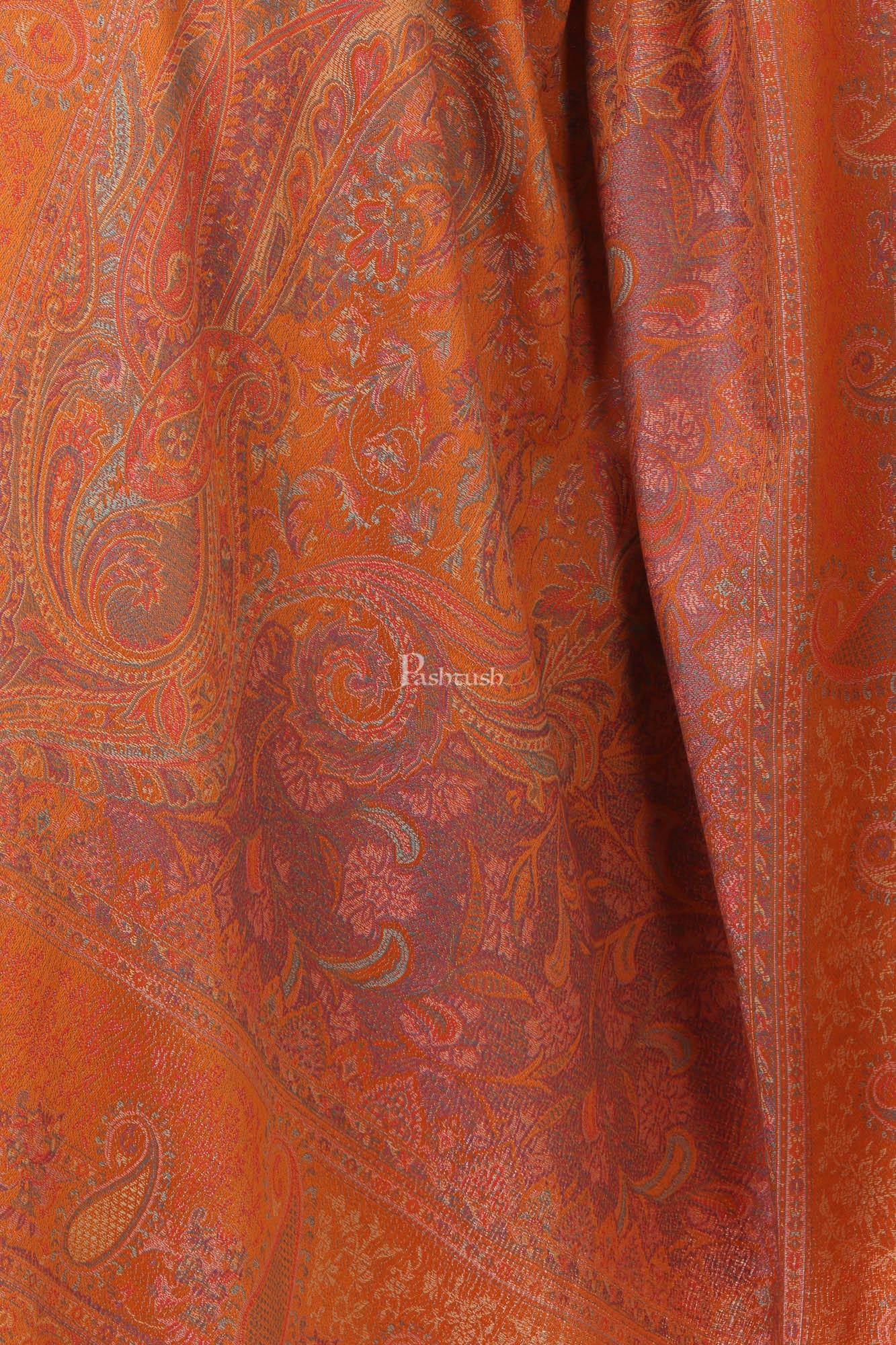 Pashtush India Womens Shawls Pashtush Women'S Jamawar Shawl, Bright Orange