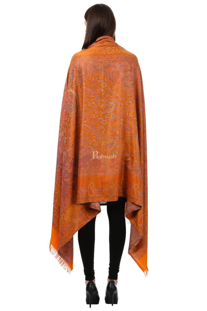 Pashtush India Womens Shawls Pashtush Women'S Jamawar Shawl, Bright Orange