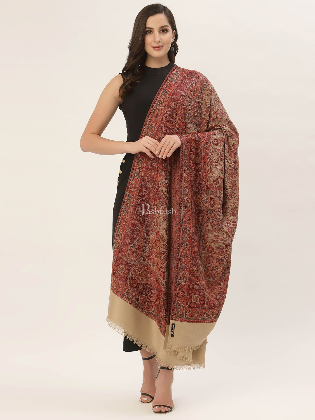 Pashtush India Womens Shawls Pashtush Women'S Jamawar Shawl, Faux Pashmina