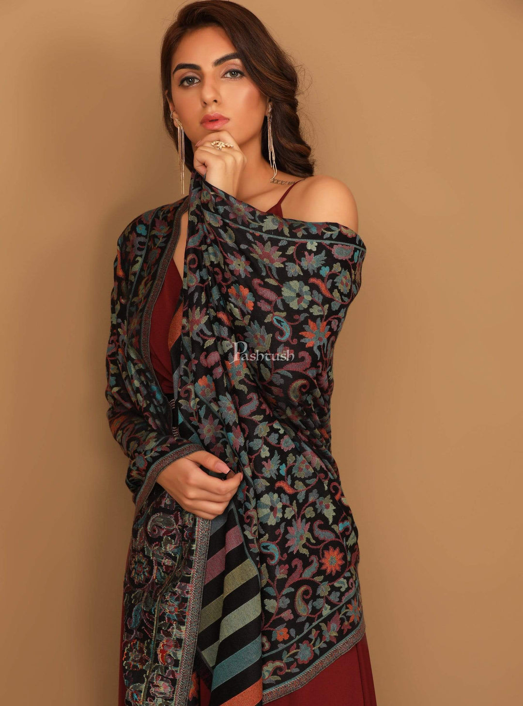 Pashtush Shawl Store Stole Pashtush Women's Kaani Design, Soft Bamboo Scarf, Casual Stoles - Multicoloured