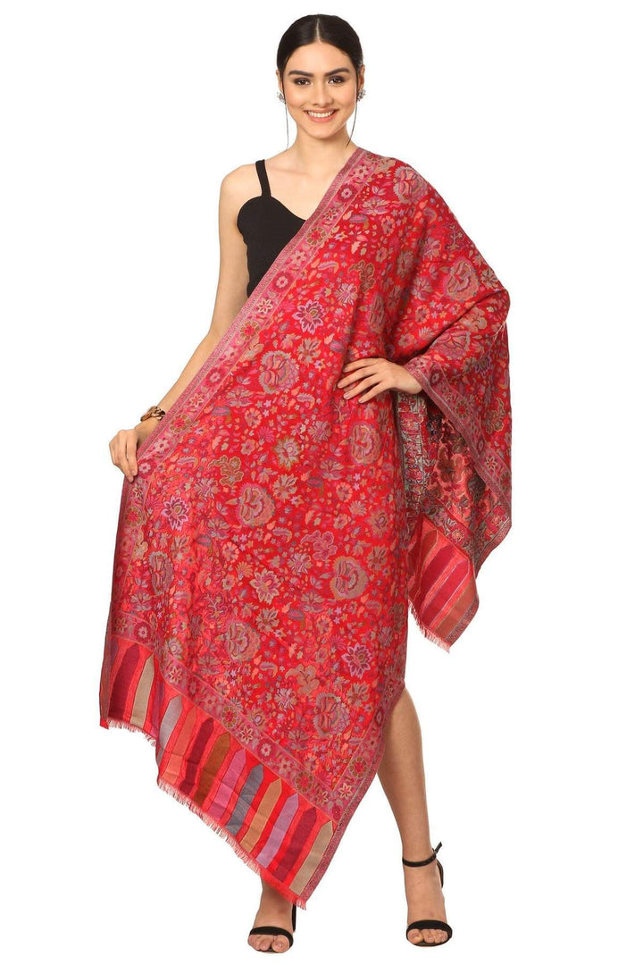 Pashtush Shawl Store Stole Pashtush Women's Kaani Design, Soft Bamboo Scarf, Casual Stoles, Wraps (soft Bamboo) Red