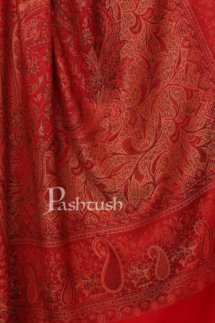 Pashtush India 100x200 Pashtush Women's Kashmiri Jamawar Shawl, Faux Pashmina, Red