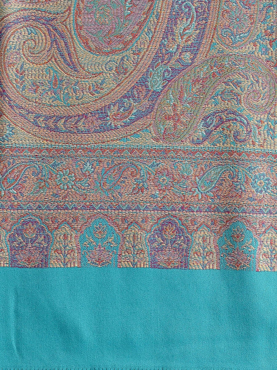 Pashtush India 100x200 Pashtush Women's Kashmiri Jamawar Shawl, Soft and Warm Arabic Blue