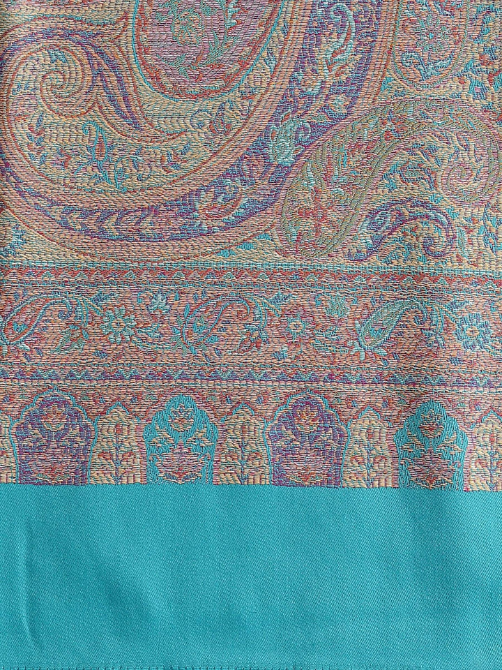 Pashtush India 100x200 Pashtush Women's Kashmiri Jamawar Shawl, Soft and Warm Arabic Blue