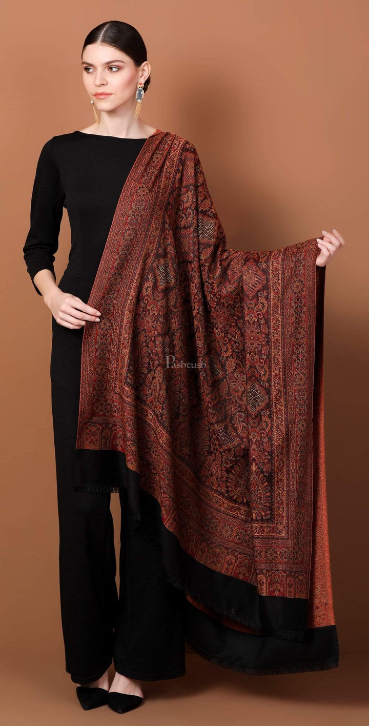 Pashtush India Shawl Pashtush Women's Kashmiri Jamawar Shawl with Crystal Work Shawl, Faux Pashmina