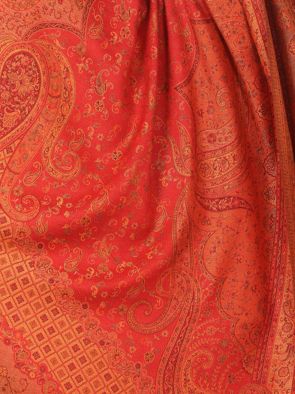 Pashtush India 100x200 Pashtush Women's Kashmiri Shawl, Faux Pashmina Design, Bright Red