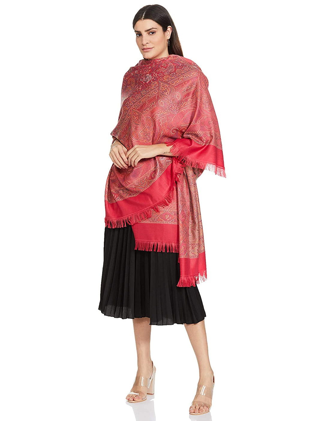 Pashtush India 100x200 Pashtush Women's Kashmiri Shawl, Faux Pashmina Design, Fuchsia