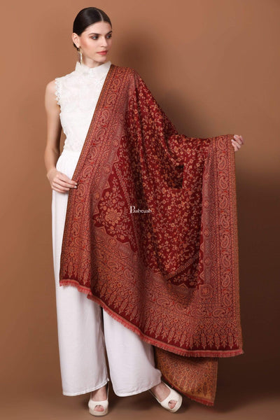 Pashtush India Shawl Pashtush Women's Kashmiri Shawl, Warm and soft, Faux Pashmina Design, Maroon