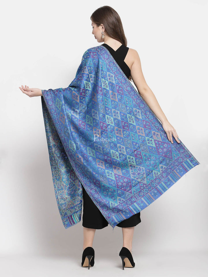 Pashtush India Womens Stoles and Scarves Scarf Pashtush Women'S Paisley Design, Soft Bamboo Scarf, Blue