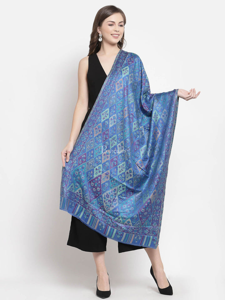 Pashtush India Womens Stoles and Scarves Scarf Pashtush Women'S Paisley Design, Soft Bamboo Scarf, Blue