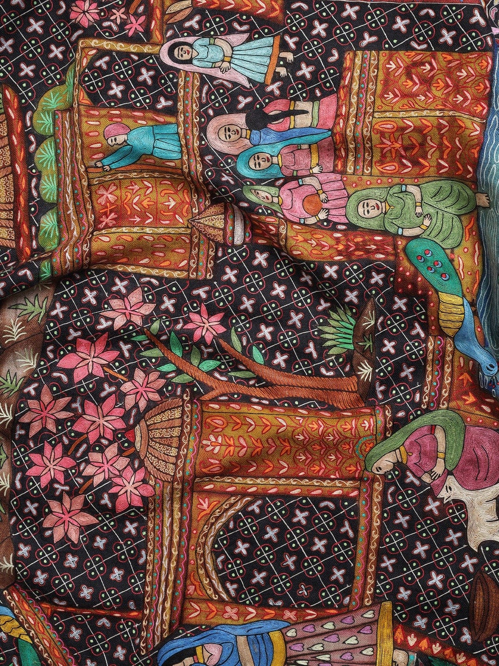 Pashtush India Womens Shawls Pashtush Women'S Pure Pashmina Handmade Kalamkari Shawl, Multicoloured