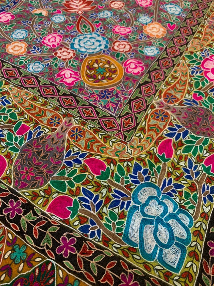 Pashtush India Womens Shawls Pashtush Women's Pure Pashmina Handmade Kalamkari Shawl, Multicoloured